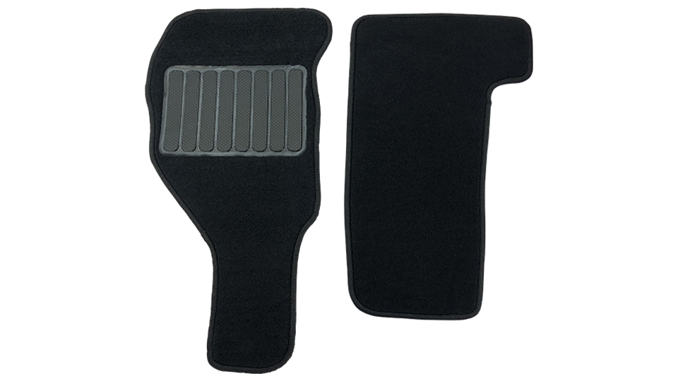 Universal Leder Fußmatten in schwarz mit weißen Nähten/Faden